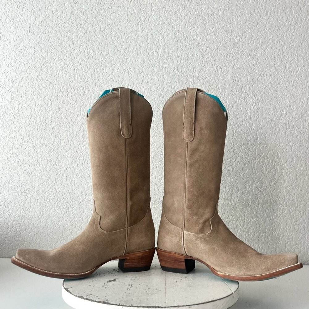 Lane EMMA JANE Womens Cowboy Boots 7.5 Latte Suede Western Cowgirl Mid Calf Tall - Picture 7 of 11